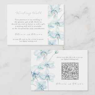 Zachte Blauwe Orchidee Bruiloft Wishing Well QR Co Informatiekaartje