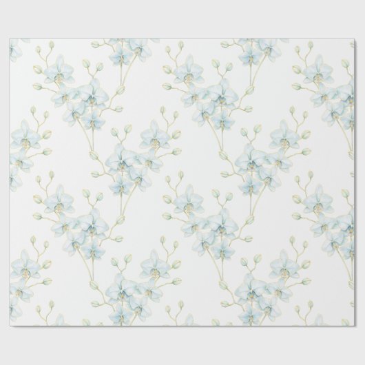 Zachte Blauwe Orchidee Cadeaupapier (Vlak)