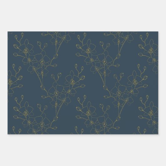 Zachte Blauwe Orchidee Inpakpapier Vel (Voorkant 3)