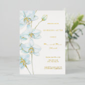 Zachte Blauwe Orchidee Ochtend Na Folie Uitnodiging (Staand Voorkant)