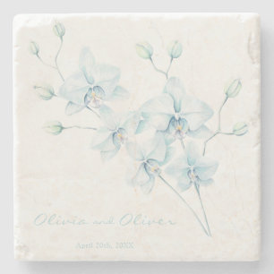 Zachte Blauwe Orchidee Stenen Onderzetter