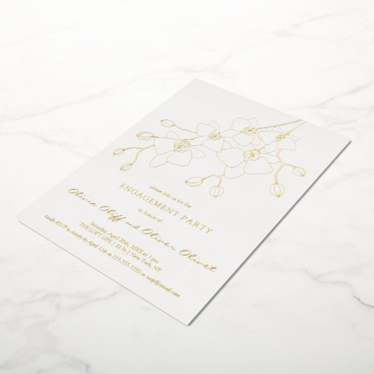 Zachte Blauwe Orchidee Verlovingsfeestuitnodiging Folie Uitnodiging (Gedraaid)