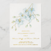 Zachte Blauwe Orchidee Verlovingsfeestuitnodiging Folie Uitnodiging (Voorkant)