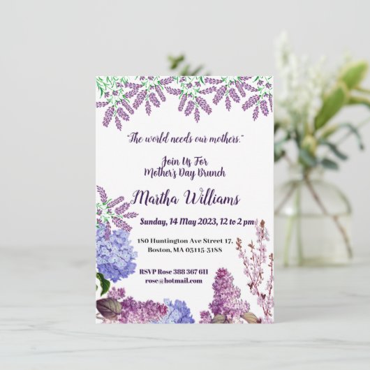 Zachte blauwe pasta Bud Lila Hydrangea Moederdag Kaart (Staand voorkant)