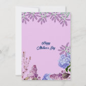 Zachte blauwe pasta Bud Lila Hydrangea Moederdag Kaart (Achterkant)