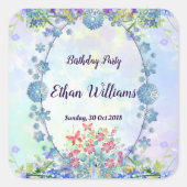 Zachte Blauwe Pastel Hydrangea Paarse Ovale Verjaa Vierkante Sticker (Voorkant)