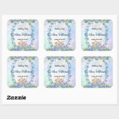 Zachte Blauwe Pastel Hydrangea Paarse Ovale Verjaa Vierkante Sticker (Vel)