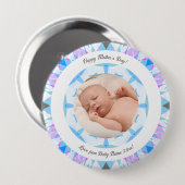 Zachte Blauwe Pastels Custom Moederdag Fotocadeau Ronde Button 4,0 Cm (Voorkant /achterkant)