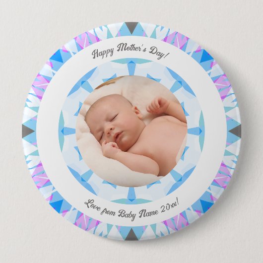 Zachte Blauwe Pastels Custom Moederdag Fotocadeau Ronde Button 4,0 Cm (Voorkant)