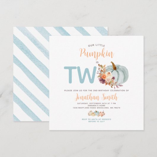 Zachte blauwe pompoen zijn twee dagen oud. kaart (Voorkant / Achterkant)