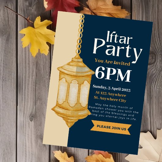 Zachte Blauwe Ramadan Iftar Feest Uitnodiging