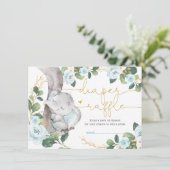 Zachte Blauwe Rozen Olifant Groene Luier Raffle Informatiekaartje (Staand voorkant)