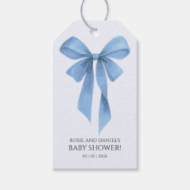 Zachte Blauwe Strik Jongens Baby Borrel Cadeaulabel