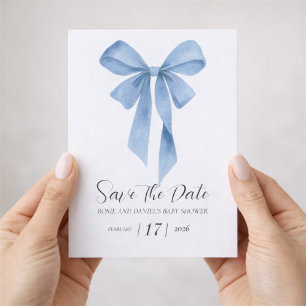 Zachte Blauwe Strik Jongens Baby Borrel Save The Date