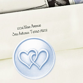 Zachte Blauwe Trouwring Met Twee Verstrengelde Har Ronde Sticker