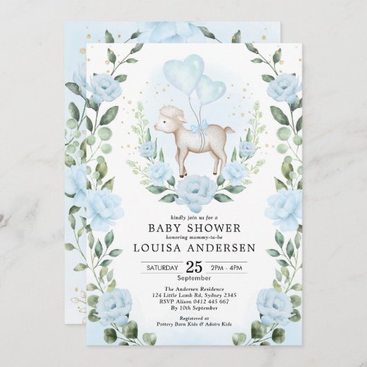 Zachte blauwe ventilatorlamp Baby shower Lente tui Kaart (Voorkant / Achterkant)