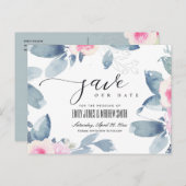 ZACHTE BLAUWE WATERVERF BEWAREN DE DATUM AANKONDIGINGSKAART (Voorkant / Achterkant)