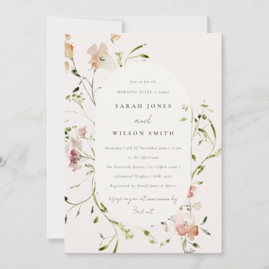 Zachte blauwe Waterverf, Floral morning na Kaart (Voorkant)