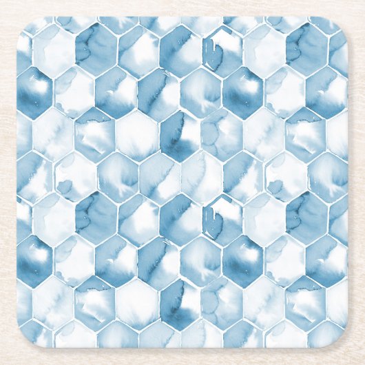 Zachte blauwe Waterverf kanotype Patroon Kartonnen Onderzetters (Voorkant)