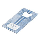 Zachte blauwe Waterverf Seashell Creditkaart Flessenopener (Voorkant Gekanteld)