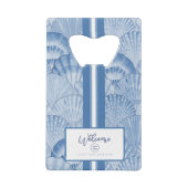 Zachte blauwe Waterverf Seashell Creditkaart Flessenopener (Achterkant)