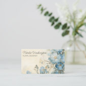 Zachte Blauwe Waterverf Wildbloemen met QR Code Visitekaartje (Staand voorkant)