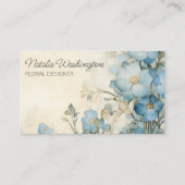 Zachte Blauwe Waterverf Wildbloemen met QR Code Visitekaartje (Voorkant)