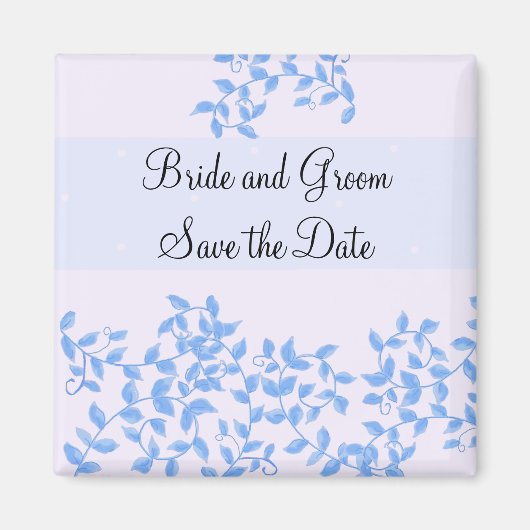Zachte Blauwe Wijnranken Save the Date Magneet (Voorkant)