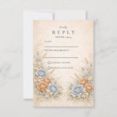 Zachte Blauwe Wilde Bloementuin Bruiloft RSVP Kaartje (Voorkant)