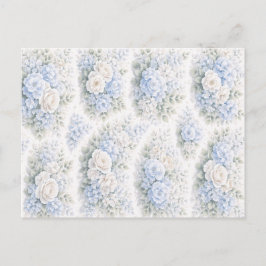 Zachte Blauwe Witte Aquarel Bloemmotief Elegant Briefkaart