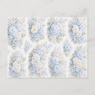 Zachte Blauwe Witte Aquarel Bloemmotief Elegant Briefkaart