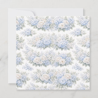 Zachte Blauwe Witte Bloemboeket Patroon Romantisch Bedankkaart