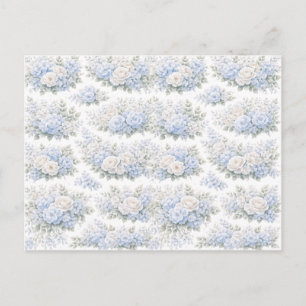Zachte Blauwe Witte Bloemboeket Romantisch Elegant Briefkaart