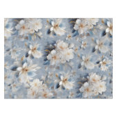 Zachte blauwe, witte en gouden bloemen op zijde tafelkleed (Voorkant (Horizontaal))