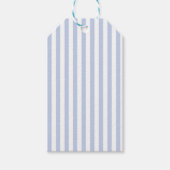 Zachte Blauwe Witte Verticale Streeppatroon Kunst Cadeaulabel (Voorkant)