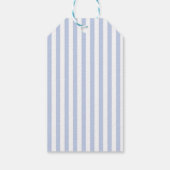Zachte Blauwe Witte Verticale Streeppatroon Kunst Cadeaulabel (Achterkant)