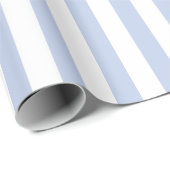Zachte Blauwe Witte Verticale Streeppatroon Kunst Cadeaupapier (Rol Hoek)