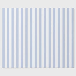 Zachte Blauwe Witte Verticale Streeppatroon Kunst Cadeaupapier