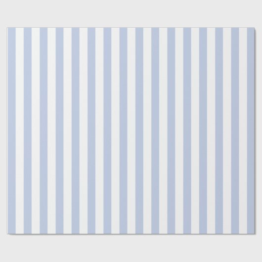 Zachte Blauwe Witte Verticale Streeppatroon Kunst Cadeaupapier (Vlak)