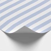 Zachte Blauwe Witte Verticale Streeppatroon Kunst Cadeaupapier (Hoek)
