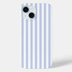 Zachte Blauwe Witte Verticale Streeppatroon Kunst iPhone 15 Case