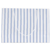 Zachte Blauwe Witte Verticale Streeppatroon Kunst Groot Cadeauzakje (Achterkant)