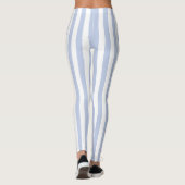Zachte Blauwe Witte Verticale Streeppatroon Kunst Leggings (Achterkant)