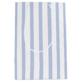Zachte Blauwe Witte Verticale Streeppatroon Kunst Medium Cadeauzakje (Voorkant)