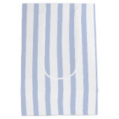 Zachte Blauwe Witte Verticale Streeppatroon Kunst Medium Cadeauzakje (Achterkant)