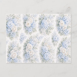 Zachte Blauwe Witte Waterverf Bloemige Elegante Ro Feestdagenkaart