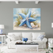 Zachte Blauwe Zeester Kust Muur Kunst Print | Post