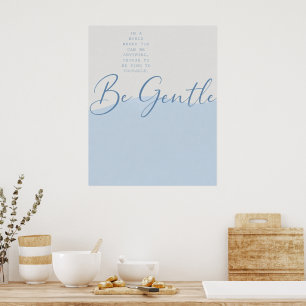 Zachte Blauwe Zelfcompassie Quote – Minimalistisch Poster