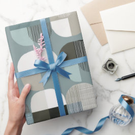Zachte Blauwgrijze Balans Abstract Patroon Cadeaupapier