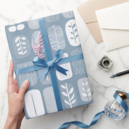 Zachte Blauwgrijze Balans Abstract Patroon Cadeaupapier
